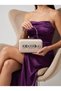 Skin Color Striped Satin Silver Detailed Crystal Stone Chain Strap Women's Evening Dress Bag Wedding Engagement Graduation