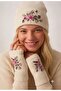 Women's Basic Wool Beret and Glove Set with Embroidery for Winter - 2