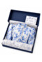 95% Cotton Blue Floral Patterned Belted Balloon Sleeve Maxi Premium Dress - 7