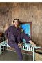 Women's Shirt with Bead Embroidery on Front and Sleeves, Standard Pants Size Suit - 4