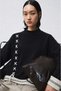 Women's Oversize Knitwear Sweater with Side Tie Detail and Crew Neck - 2