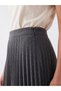 Özmarka New Season Gray Pleated Skirt with Elastic Waist - 4