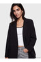 Vizyon New Season Black Double-Breasted Collared Women's Blazer Jacket - 2