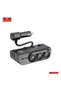 Multi-Socket Car Power Adapter with 3 Lighter Ports, Dual Type-C PD Outputs, Wired Connection, Fast Charging, Black