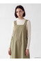 Peak New Season Beige Square Neck Ruched Pocket Gabardine Dress - 2