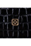 Women's Black D Logo Crocodile Printed Patent Leather Handbag - 6