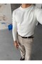 Soft Textured Crew Neck Knit Sweater m - Ecru - 2