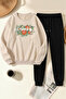 Unisex Flowers Design Printed Crew Neck Sweatshirt - 2-Piece Tracksuit Set