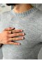 Soft Textured Crew Neck Knit Sweater m - Gray - 3