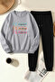Unisex Teach Design Printed Crew Neck Sweatshirt - 2-Piece Tracksuit Set