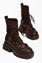 Dark Brown Thick-Soled Lace-Up Women's Boots - 4