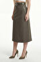 Women's Khaki Summer Skirt with Flexible Waist Belt and Zipper 36-48 - 4
