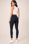 Women's Navy Blue Pants-Looking Leggings High Waist Skinny Model with Pockets - 5