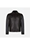 Men's Bitter Brown Shirt Collar Leather Jacket