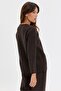 Women's V-Neck Knitted Rose Embroidered Short Wool Cardigan Dark Brown - 3
