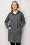Women's Leaf Embroidered Hooded Long Wool Cardigan Smoked - 4