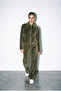 Khaki Velvet Zippered Double Tracksuit Set