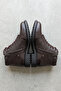 Brown Genuine Natural Leather Men's Boots with Lace-Up and Zipper Closure, Fur Plush Lining, Real Printed Leather Men's Winter Spring Boots - 3