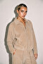 Beige Velvet Zippered Double Tracksuit Set
