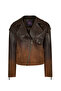 Soho Women Brown Short Oversize Biker Suede Leather Jacket 26Wgd5920T7 - 6