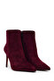 Women's Burgundy Zippered Thin Heeled Suede Leather Boots 25Wfd102310 - 5