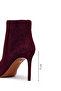 Women's Burgundy Zippered Thin Heeled Suede Leather Boots 25Wfd102310 - 2