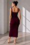 Women's V-Neck Ribbed Long Knit Dress Lnc34 - 2