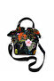 Black Nature Patterned Ruffle Bag