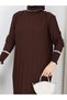 White Stripe Stone Detailed Knitwear Dress Brown - 6