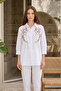 Oversize Embroidery and Sequin Detailed Shirt 17402 Ecru03