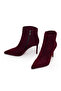 Women's Burgundy Zippered Thin Heeled Suede Leather Boots 25Wfd102310 - 3