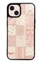 iPhone 13 Glossy Phone Case with Pink Lace Patchwork Design