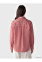 Vizyon New Season Red Striped Oversize Poplin Women's Shirt - 4
