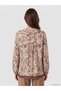 Peak New Season Beige Tie-Neck Patterned Blouse - 4