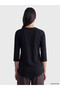 Özmarka New Season Black Crew Neck Stone-Embellished Blouse - 4