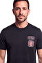 Men's Regular Fit Embroidered Logo Patterned Round Neck Thick Cotton Fabric Short Sleeve Navy Blue T-Shirt - 2