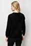 Women's Crew Neck Front Buttoned Knitwear Cardigan Black - 4