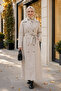 Women's Double Button Belted Lined Bondit Beige Trench Coat - 3
