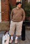 Men's Large Size Casual Brown Winter Sweatshirt - 5