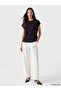 Vizyon New Season Black Crew Neck Blouse with Floral Appliqué - 2