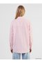 Ozmarka New Season Pink Striped Oversize Oxford Women's Shirt - 4