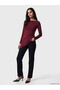 Özmarka New Season Burgundy Lace Detailed Asymmetrical Cut Blouse - 2