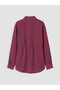 Burgundy Lace-Up Waist Striped Women's Shirt Tunic - 8