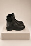 Women's Black Genuine Leather Elastic Non-Slip Boots - 4