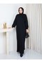 Knitted Dress with Roses on the Chest, Black