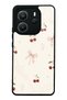Xiaomi Redmi Note 14 4g Glossy Phone Case with Cherry Pearl Lace Design