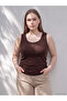 Vizyon New Season Brown Plus Size U-Neck Women's Undershirt