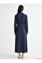 Seray New Season Navy Blue Striped Belted Shirt Dress - 4