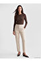 Brown Crew Neck Striped Women's Ribbed Bodysuit - 2
