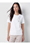 Ozmarka New Season White Crew Neck Beaded Embroidered Blouse